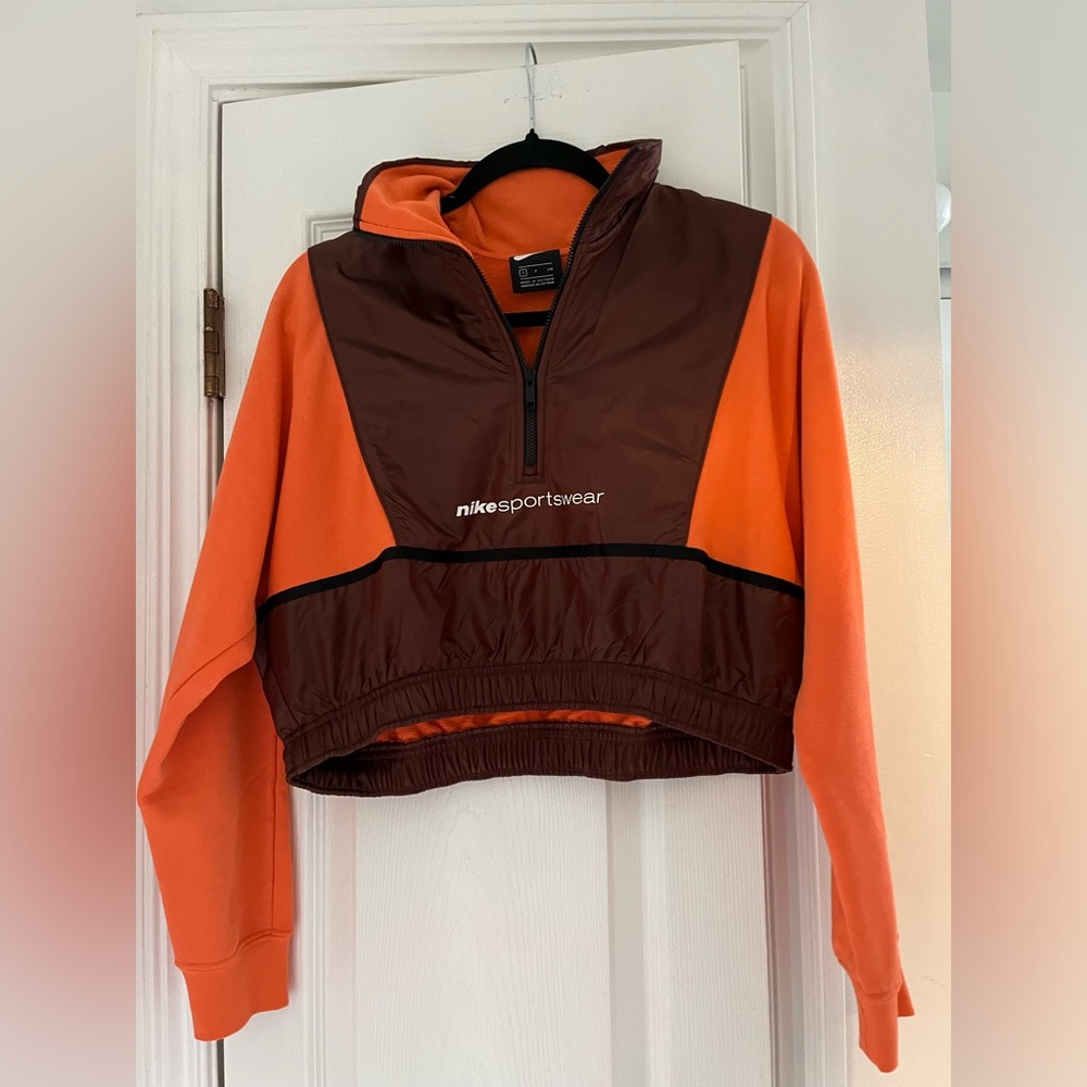 Nike cropped orange zip sweatshirt